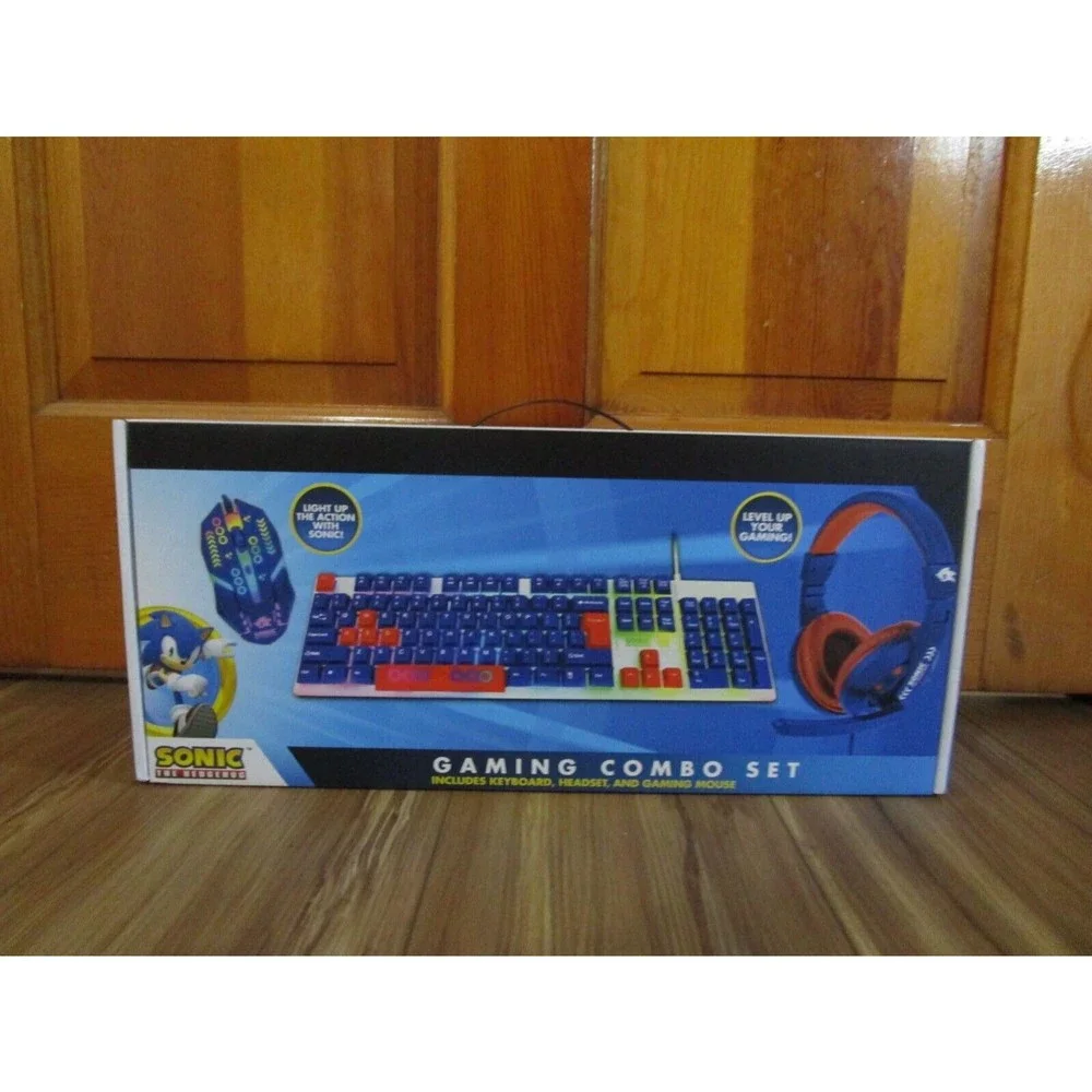New Sonic The Hedgehog Gaming Combo Set With Keyboard Headset Mouse